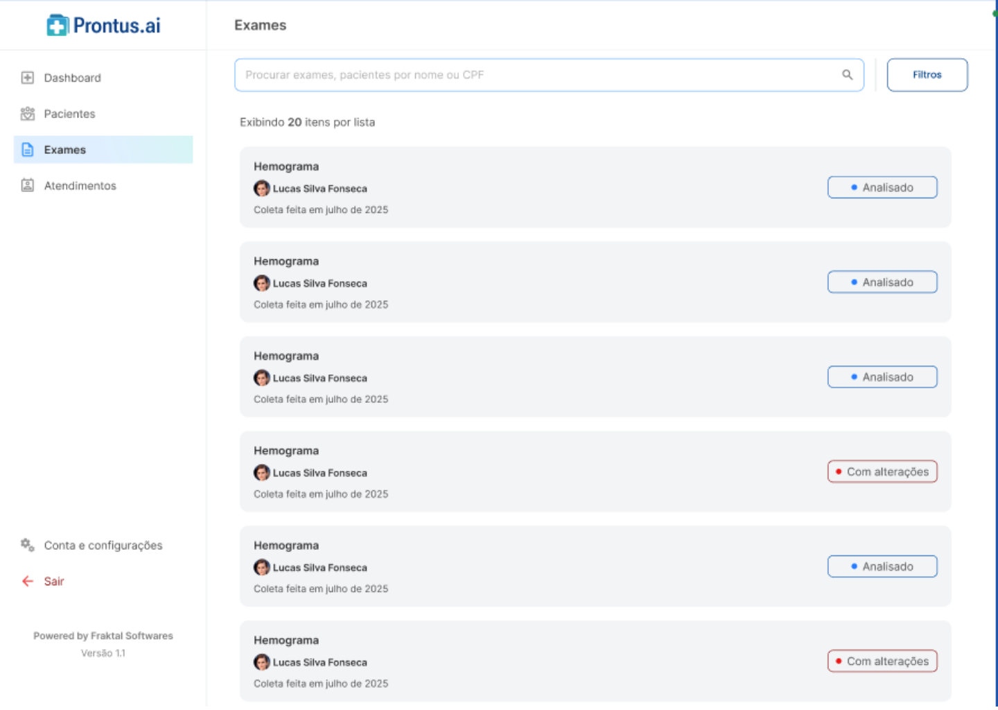 Prontus.ai — Exames